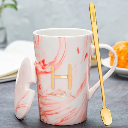 OUSSIRRO Мода натуральный мрамор фарфоровая кофейная кружка чай молоко чашка с подарочной коробкой креативный подарок на свадьбу юбилей - Цвет: 17
