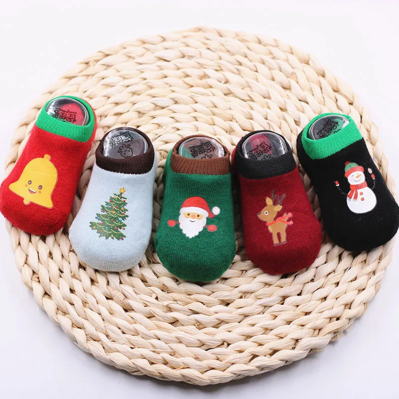 

2018 Christmas Unisex Baby Girl Boy Anti-slip Warm Socks Cartoon Newborn Slipper Shoes 1-3T