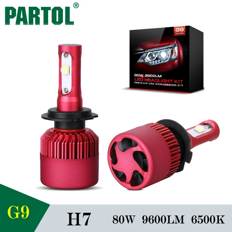 

Partol G9 H7 LED Headlights Bulbs 80W 9600LM 6500K Automobiles Front Headlamp Conversion Kit for ford toyota ktm vw Car Styling