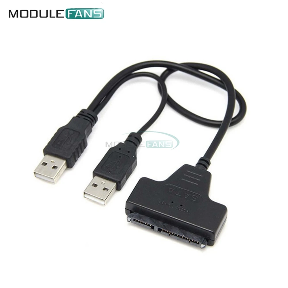 

Hard Disk Drive SATA 7+15 Pin Connector 22 to Double Dual USB 2.0 Interface Adapter Cable LED Light For 2.5 HDD Laptop