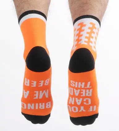 Забавные носки, уличные спортивные гоночные велосипедные носки, если вы можете прочесть это, приносите мне носки с пивными надписями для женщин и мужчин, Calcetines Ciclismo - Цвет: Оранжевый