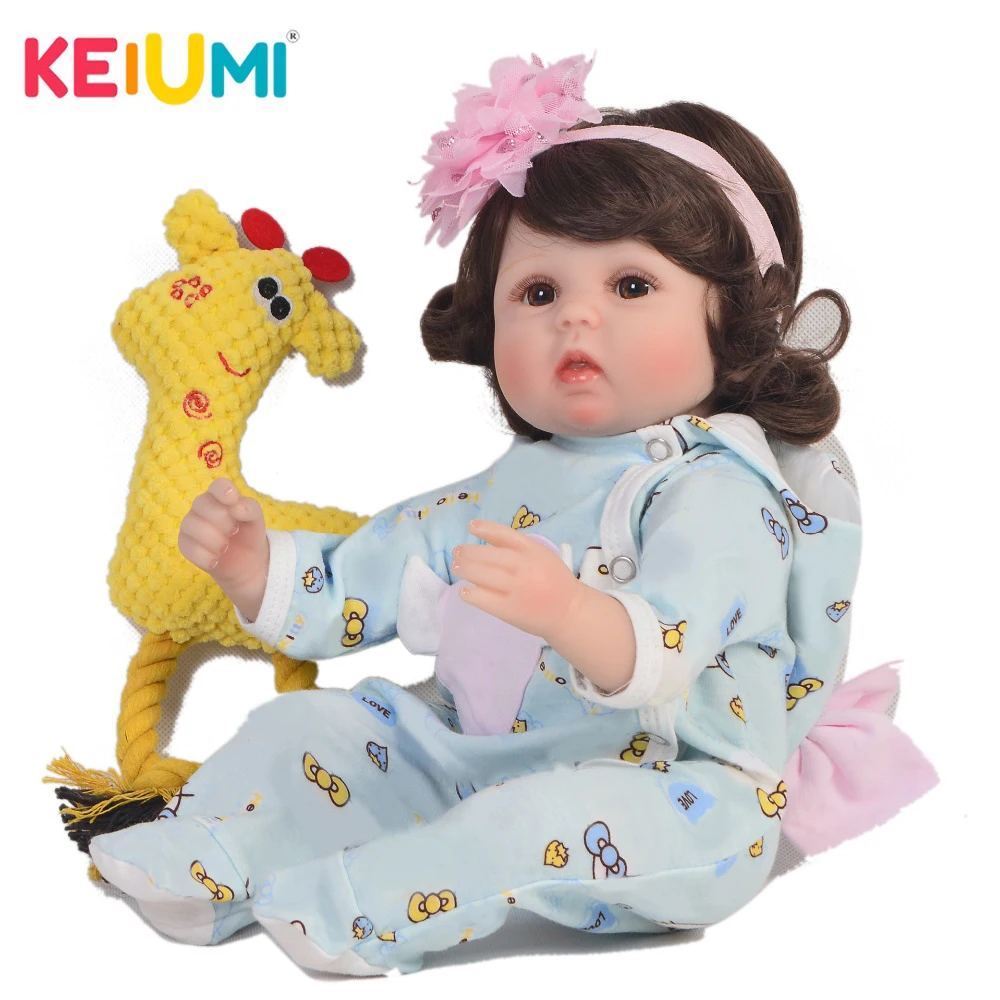 KEIUMI 17 дюймов эксклюзивная Кукла Reborn Girl Мягкая силиконовая 42 см хлопковая