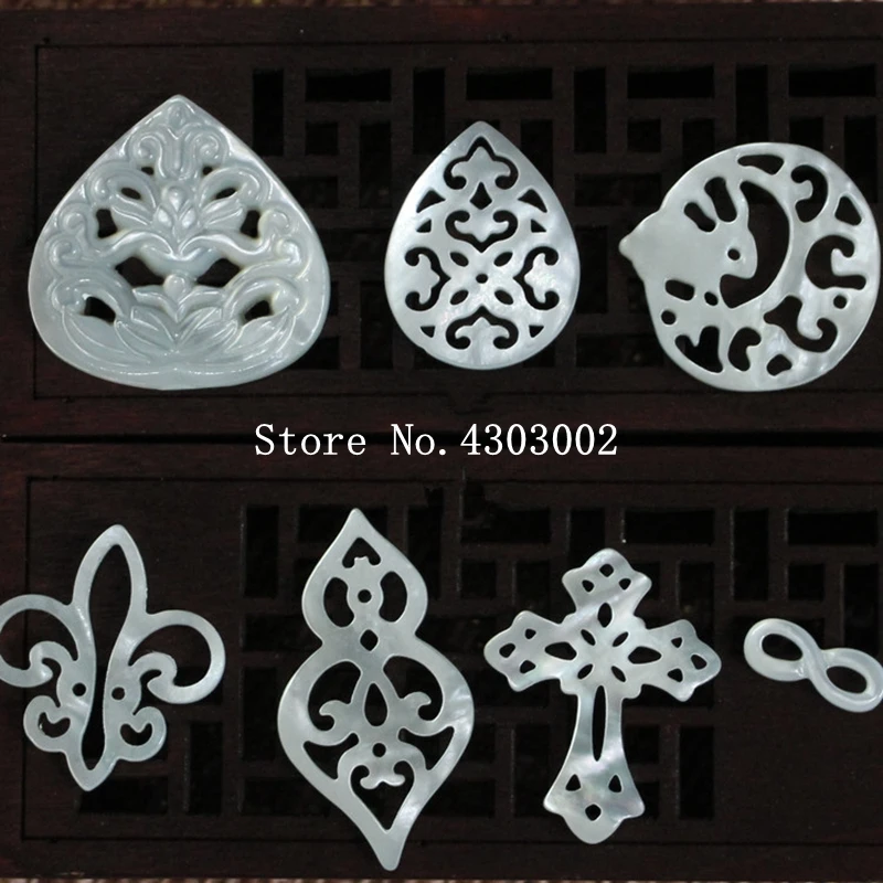 

10pcs/lot 100% Real Natural Hollow Flower Mother of Pearl shell for DIY Jewelry Leaf & infinity MOP Pearl shell for earrings