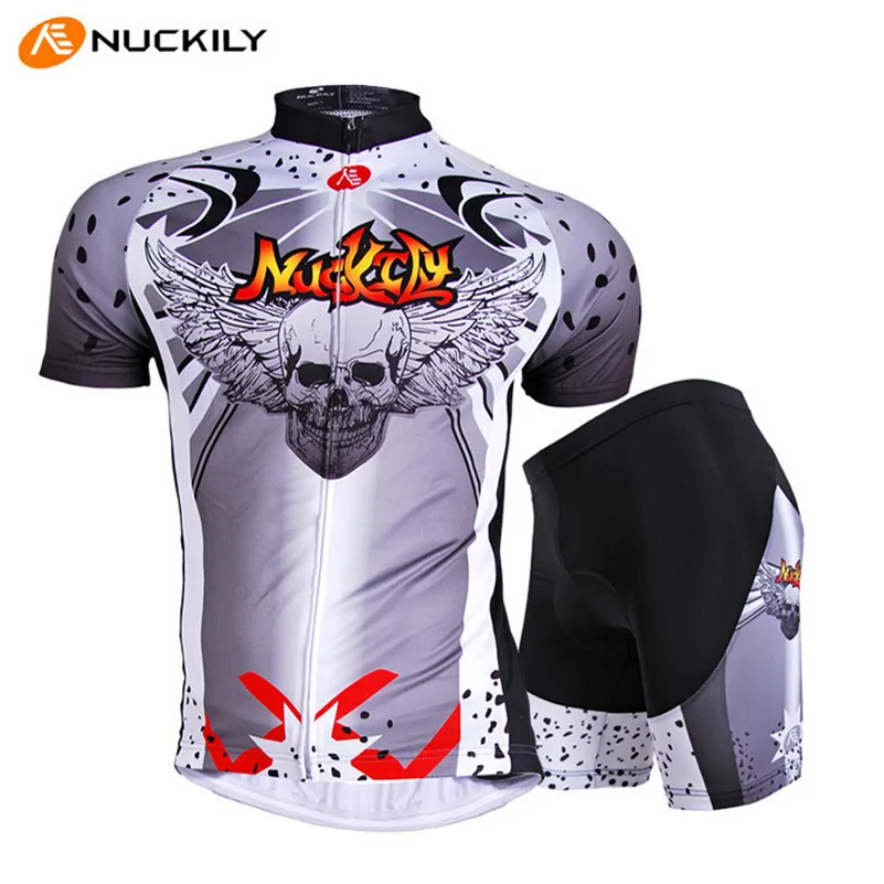 

NUCKILY Bicycle Clothing Short-sleeve Skull Jersey Padded Shorts Men MTB Riding Running Ropa Ciclismo Bike Cycling Jersey Set