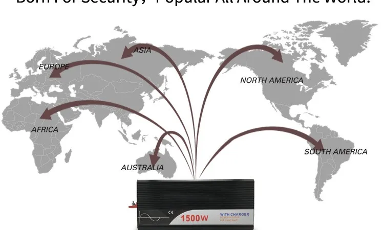 ИБП Инвертор 1500 Вт Чистая синусоида Инвертор с зарядным устройством 12V 24V 48v Инвертор постоянного тока в переменный 220V 230V 240v Инвертор солнечной энергии