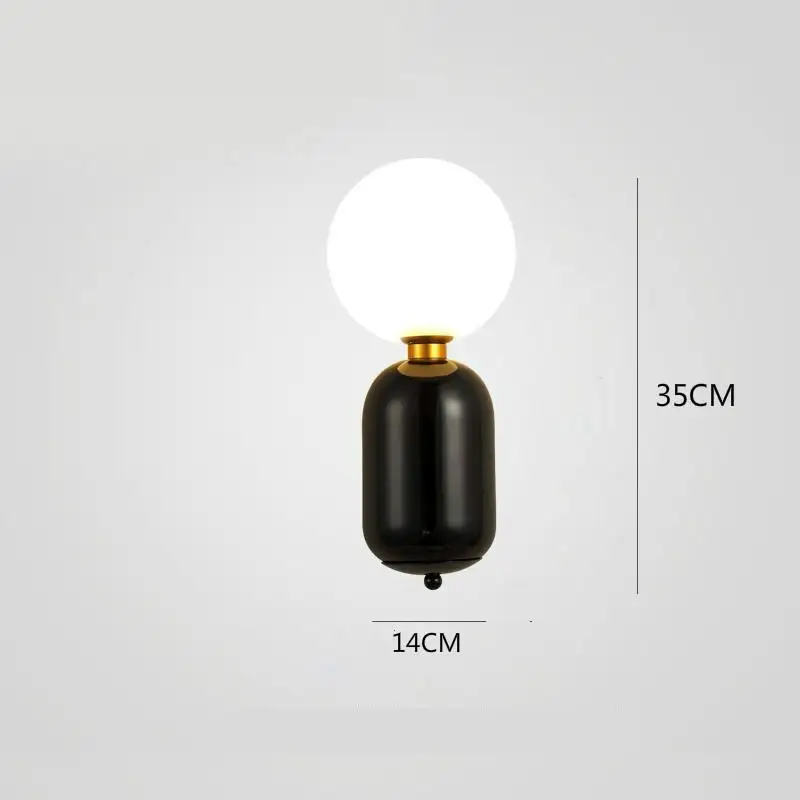 Прикроватная вешалка лампа Скандинавское стекло шар спальня студия зеркало переднее современное настенное освещение Luminarias De Внутреннее освещение - Цвет абажура: Черный