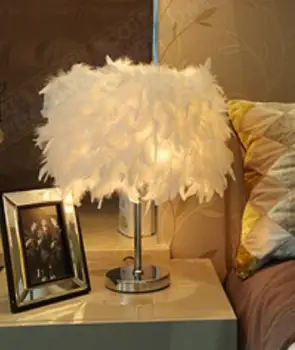 

48cm Lighting cozy living room bedroom den creative wedding feather light LED decorative table lamps European shipping ZL344