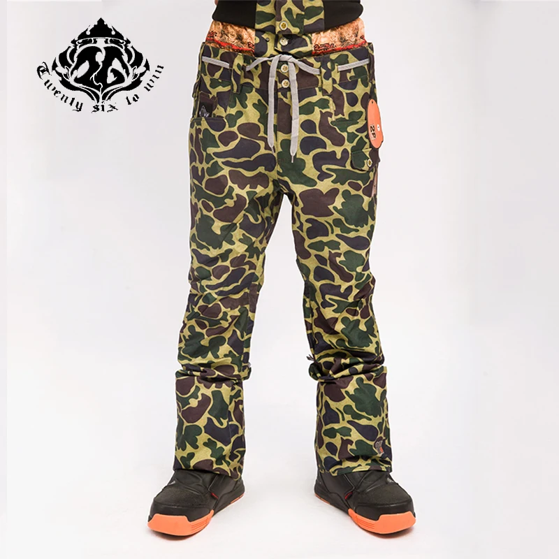 Twenty six to win Camouflage Ski Pant Men High Waist Snowboard Pant Ski