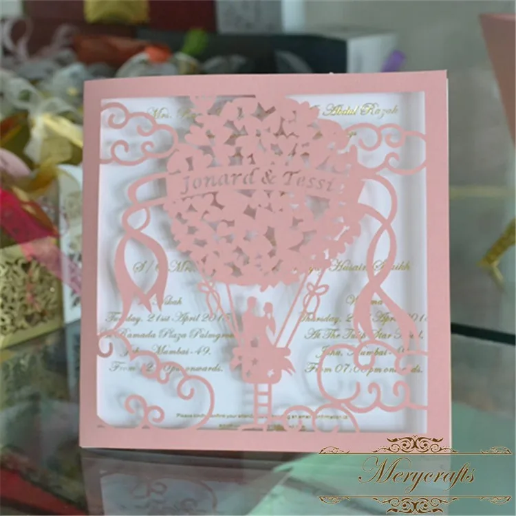 Свадебные приглашения романтические воздушные шары Свадебная ажурная необычная пригласительные свадебные пригласительные открытки