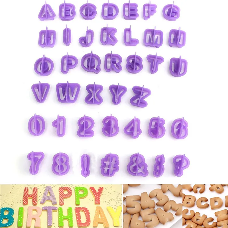 

40 pcs Alphabet Capital Letters Number Symbols Shape Cookie Cutter Fondant Cutter Cake Decorating Tools Cupcake Mold TSLM1
