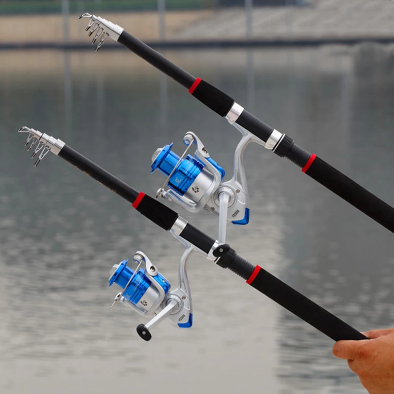1 Set 2.1 to 3.7M Fishing Rod with String Line Hooks Float Fish Lead