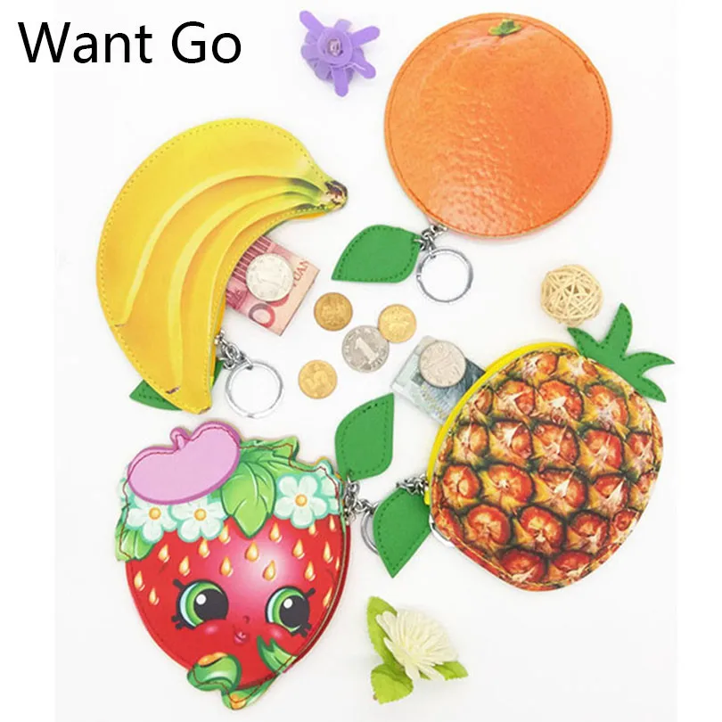 

Want Go Fruit Design Women Cute Cartoon Coin Purse Pu Leather Zipper Mini Wallet Bag Small Purse For Girls Waterproof Key Bag