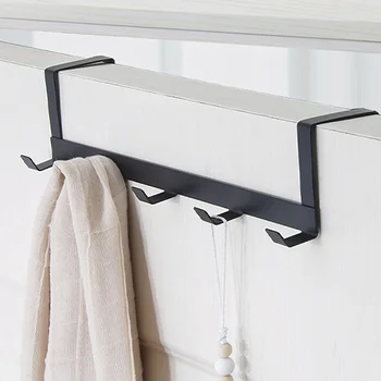 

1pack Wrought iron door hook free punching bathroom clothes hanger towel rack dormitory dorm 5 row hook wx8091049