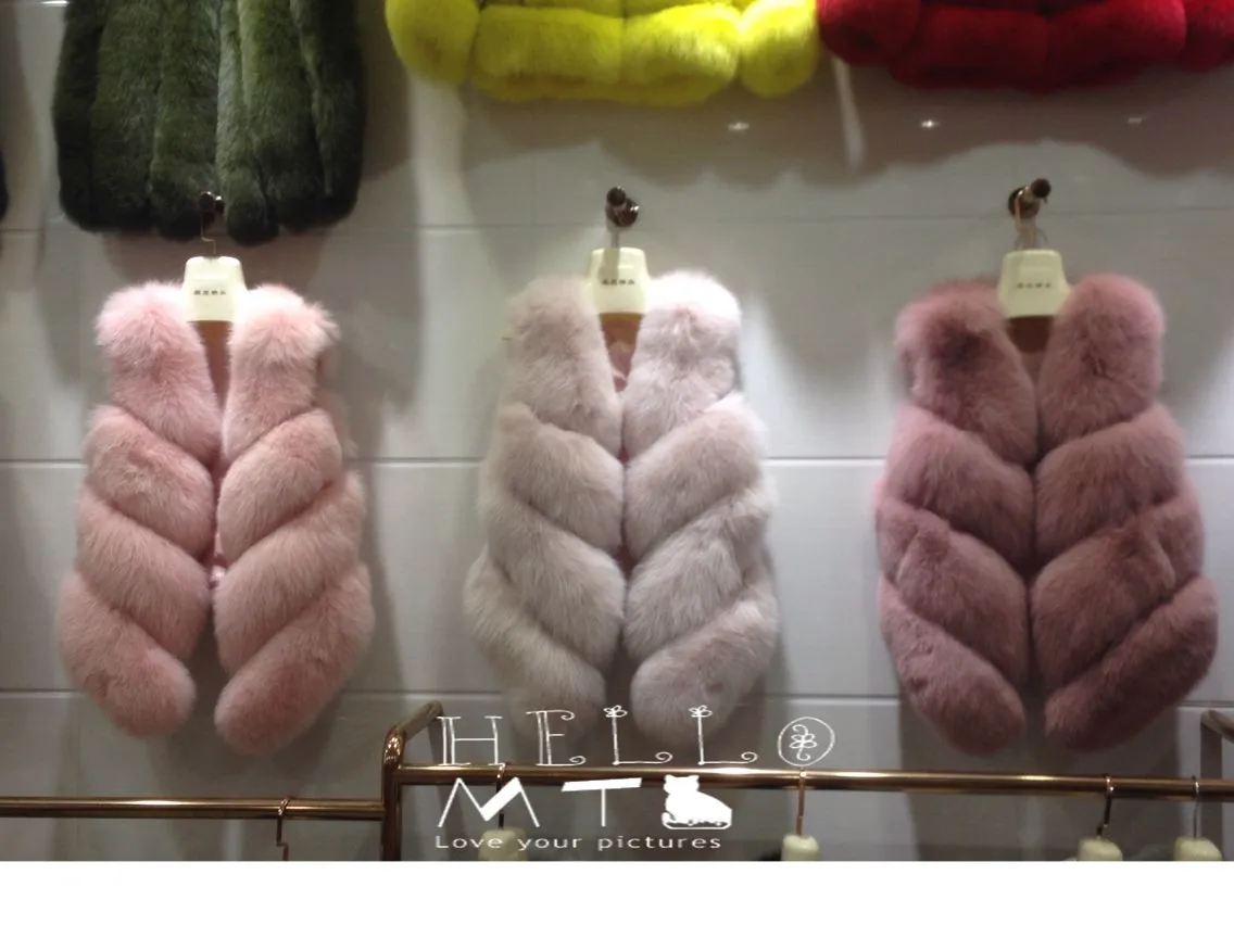 Europe New Fox Fur Vest Solid Leather Coat Imported Short Sleeveless