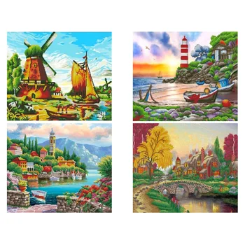

Lake DIY Diamond Painting full drill Castle Diamond embroidery full square Mosaic scenery Diamond painting special 5D drill