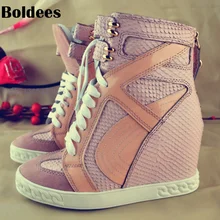 Модные женские ботинки на платформе; обувь, увеличивающая рост, без шнуровки; Роскошная обувь со змеиным узором на молнии; zapatos mujer; Повседневная обувь; женская обувь на танкетке