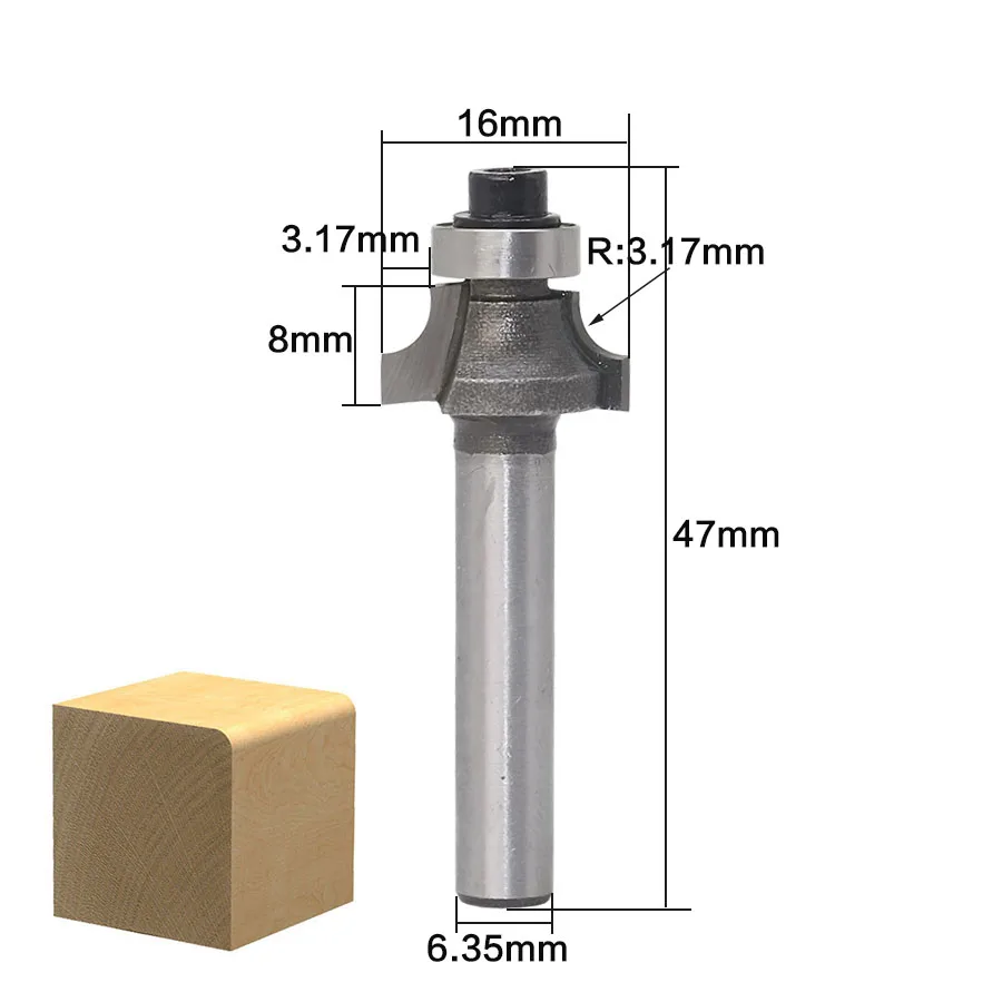 10pcsBit Round Over Edge Forming Router Bit Set 