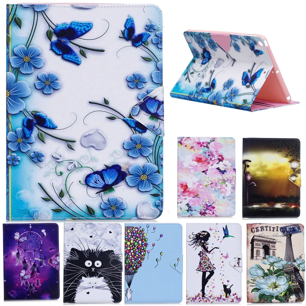 

For Apple ipad 2 3 4 Tablet Cover 9.7 inch PU Leather Printed Paint Flowers Pattern Wallet Colorful for Ipad 2 3 4 Stand Case