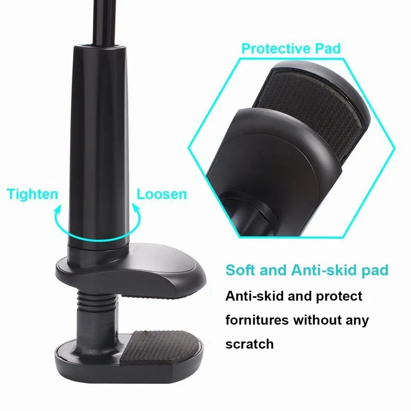 Portefeuille Gooseneck Flexible Long Arm Lazy Bracket Phone Holder Cellphone Stand Clip For iPad mini Tablet 360 Degree Rotating (6)