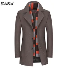 BOLUBAO Новинка зимы Для мужчин пальто из шерсти и искусственных материалов Для мужчин плoтный тёплый шарф мужское шерстяное пальто Бизнес Повседневное качественные брендовые Шерстяное пальто