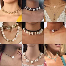 SMJEL модное богемное ожерелье из натуральной раковины, колье, ювелирные изделия, бусы, веревка, цепь, морская раковина, сексуальное простое ожерелье для женщин