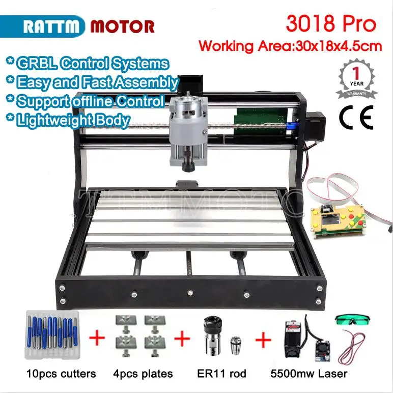 

CNC 3018 pro GRBL control 3 Axias DIY Mini laser engraving machine 30x18x4.5cm Offline control Wood Router