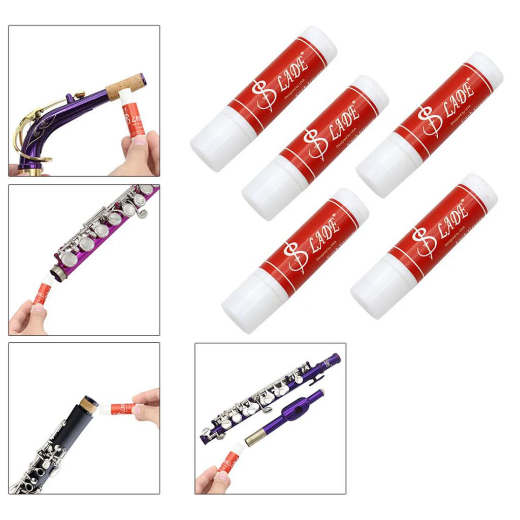 Durable 5 Tubes Cork Grease Oil for Clarinet Saxophone Sax Parts Accessories Woodwind Musical Instruments Parts Accessories