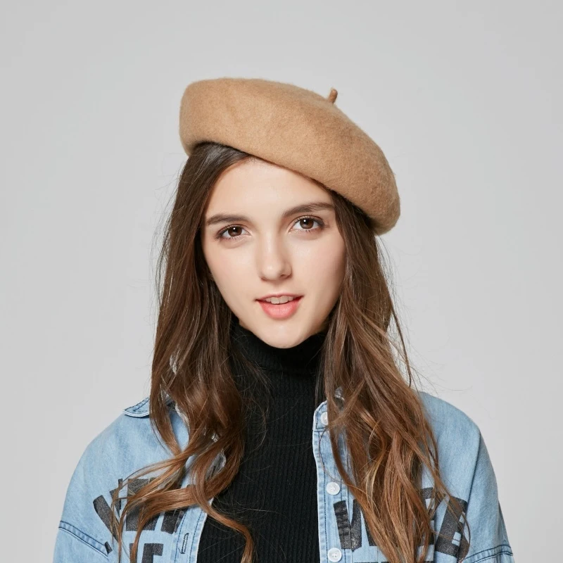 New Arrival British Female Painter Hat Adult Knitted Woolen Cap