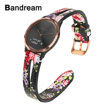 Цветочный ремешок для часов из натуральной кожи для Garmin Vivomove HR/Vivoactive 3/Forerunner 645/245, музыкальный ремешок для часов, женский ремешок из розового золота