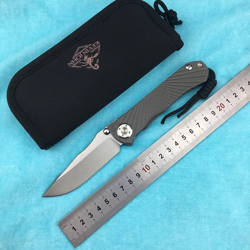 

kevin john CR Umnumzaan folding knife m390 blade titanium handle camping hunting survival pocket Kitchen fruit knives EDC tools