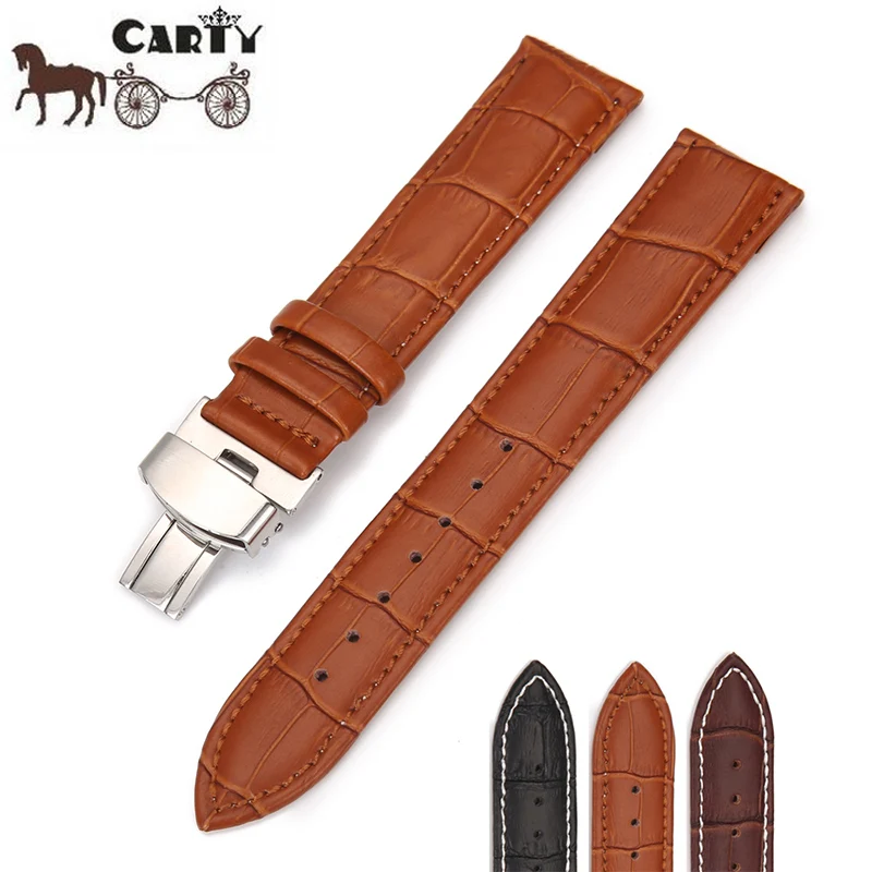 

Double Layer Leather Watch Band 20 22mm for Wristwatches Watches Accessories Black Brown Light Brown 3 colors