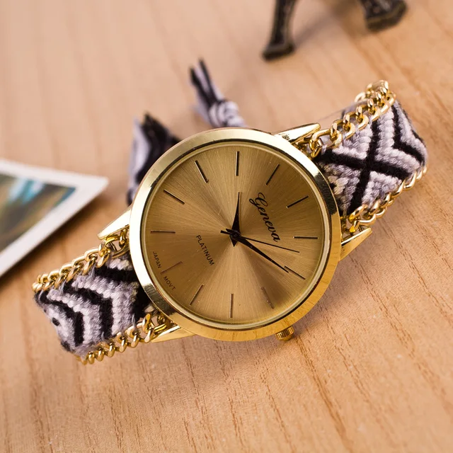 Fashion Braided Friendship Bracelet Geneva Watches Hand Made Women Quartz Watche Fashion Braided Friendship Bracelet Geneva Watches Hand Made Women Quartz Watche