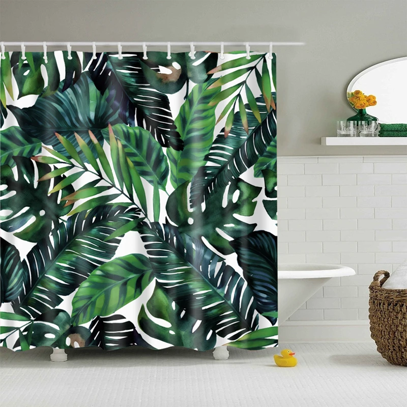 Billig Natürliche Muster Ananas Blume Blatt Polyester Dusche Vorhänge Waschbar Hohe Qualität Bunte vorhänge für bad dusche