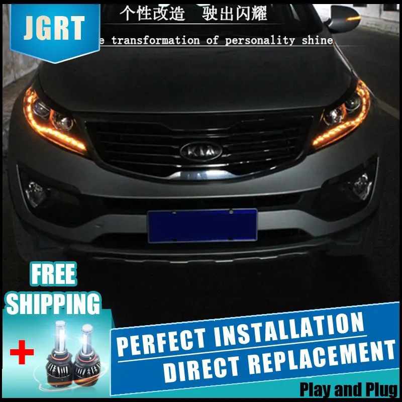 2pcs led headlights for kia sportage r 2014 2015 car led kia light lens