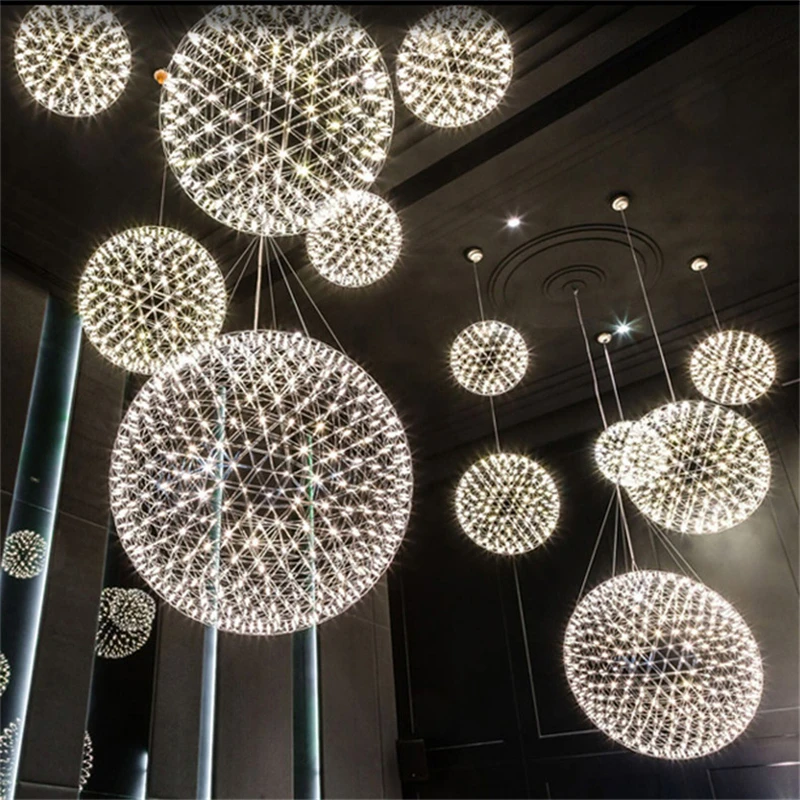 

Modern Creative Firework Pendant Lights bar LED Stainless Steel ball pendant Lamp For Coffee Bar/Restaurant Lamparas Lustre