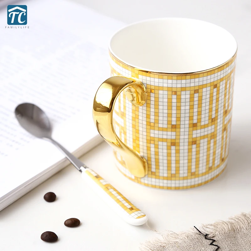 Buy 380ml Luxury Bone China Coffee Mug Creative High