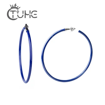 

New Fashion Oversized Healthy Ceramic Earrings For Women Hot Silver Blue White Black Big Round Stud Earrings Christmas Gift