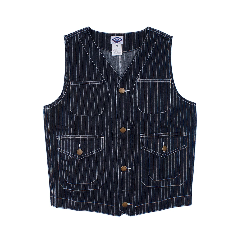 Striped Denim Vests Men Tactical Vest Men with Many Pockets Chalecos ...