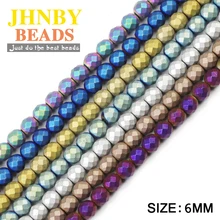 JHNBY матовый граненый круглый гематитовый шар 6 мм 100 шт натуральный камень руды свободные бусины для изготовления ювелирных браслетов DIY аксессуары