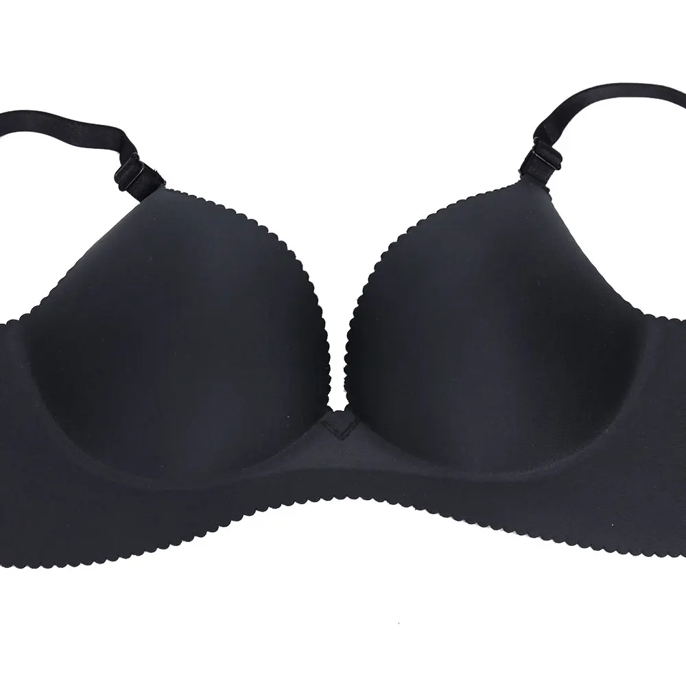 Hot Sale Women Seamless Bra Push up Sexy Wire Free Brassiere Solid Bralette 3/4 Cup Female Lingerie Underwear Intimates Ladies - Color: Black