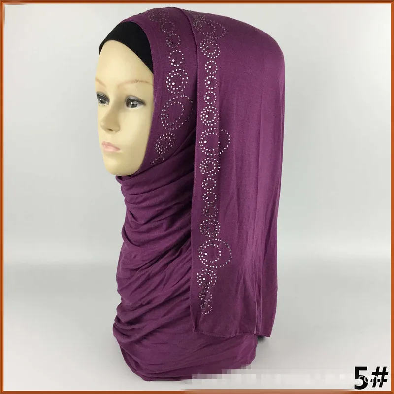 H1262a Soft modal elastic jersey long scarf with colored circle