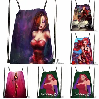 

Custom Jessica Rabbit Final Smlfram Drawstring Backpack Bag Cute Daypack Kids Satchel (Black Back) 31x40cm#180531-03-43