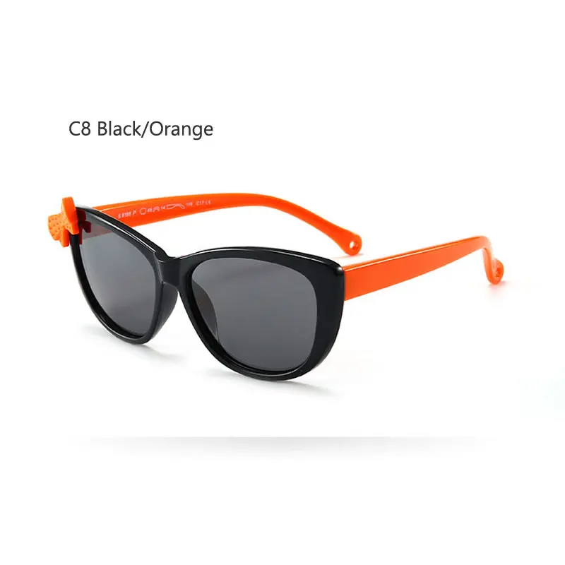 Детские солнцезащитные очки поляризованные стаканы Детские Бабочка Женские очки TR90 гибкие безопасная оправа оттенков для мальчиков и девочек с случае - Цвет линз: C8