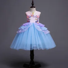 Платье принцессы для девочек с единорогом г. летнее платье для свадебной вечеринки для маленьких девочек детские костюмы, детские платья из тюля для девочек от 2 до 10 лет