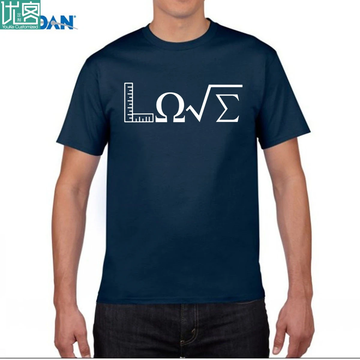 Новая летняя модная футболка с надписью Love Math для мужчин круглым вырезом