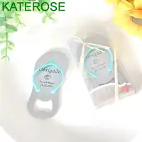 24 ชิ้นส่วนบุคคล Aqua Blue Flip Flop เปิดขวดทองเบียร์ Openers Beach Wedding Favor Bomboniere