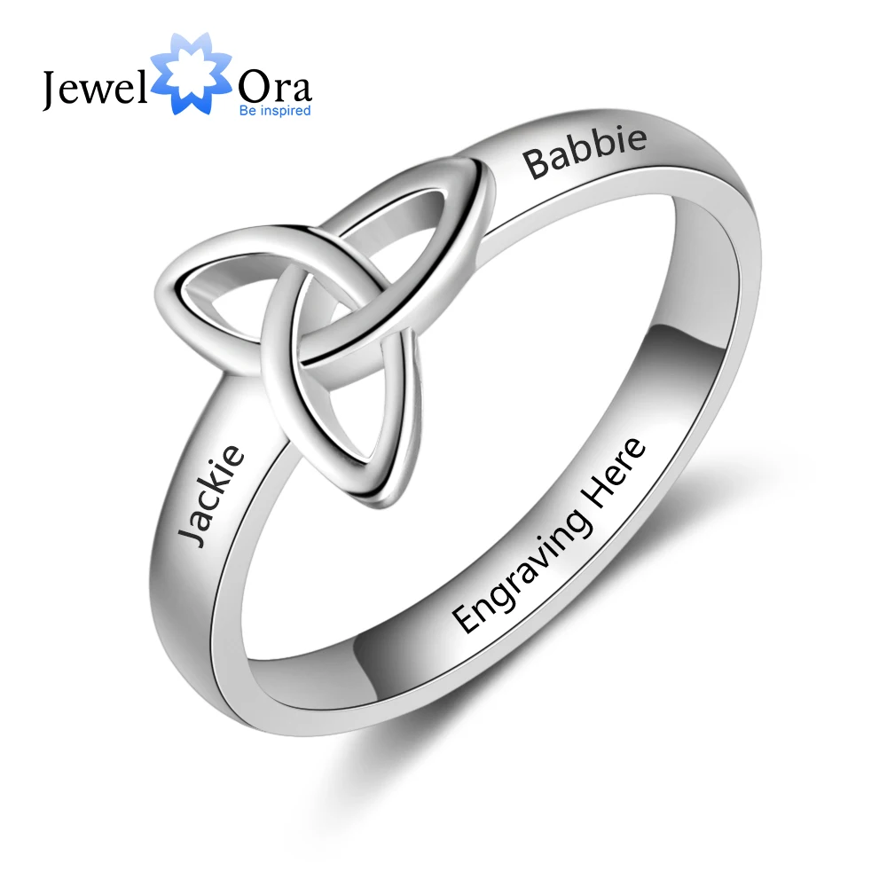 

Customized Celtics Knot Name Ring Triquetra Trinity Vintage Best Friend Ring Personalized Gift for Women (JewelOra RI103812)