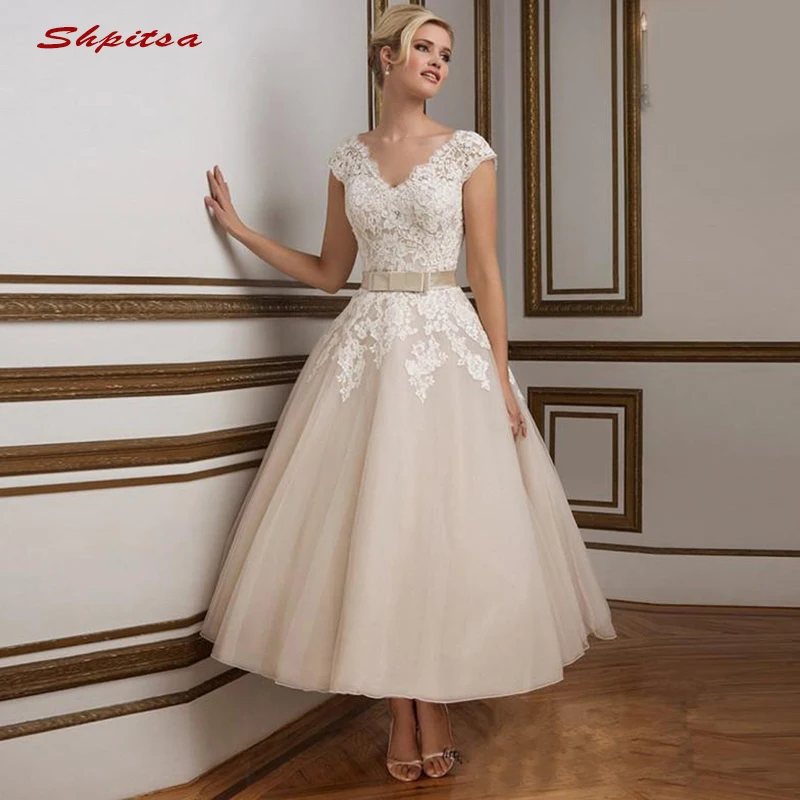 

Lace Wedding Dresses Short Tulle Turkey Plus Size Bride Bridal Weding Weeding Dresses Wedding Gowns 2019