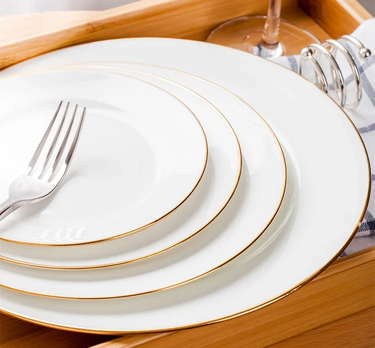 Европейская позолоченная керамическая посуда стейк плоская тарелка десертная тарелка