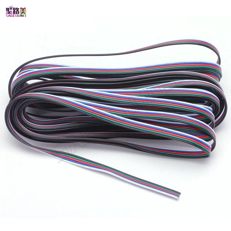 10 метров 22 AWG светодиодный разъем 5Pin Удлинитель электрический провод кабель